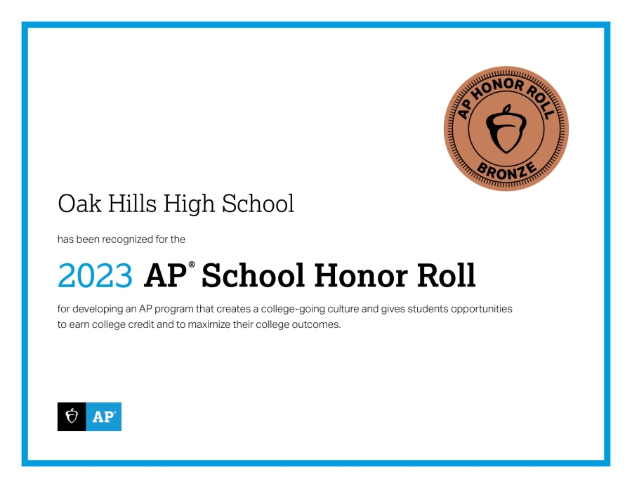 AP School Honor Roll certificate from College Board